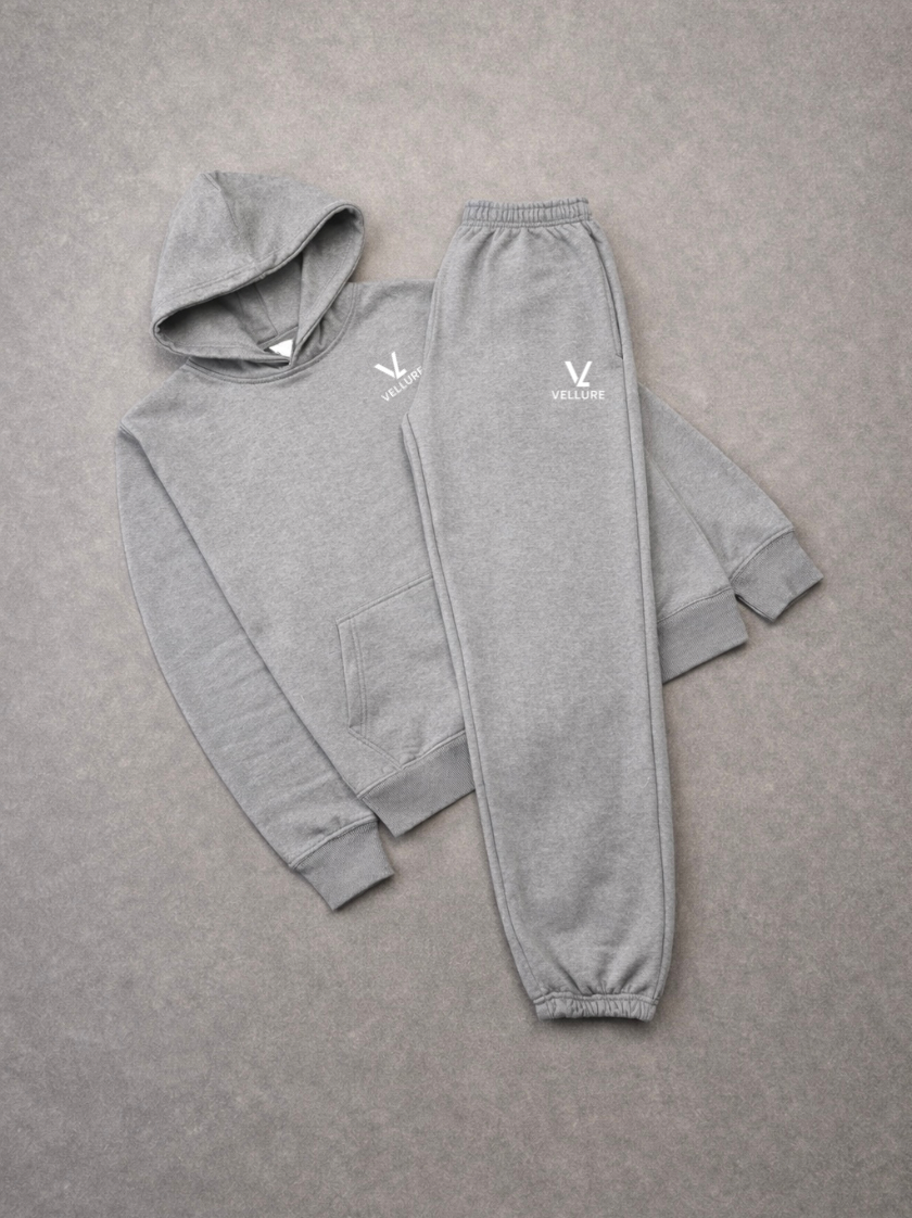 Knitted Grey Hooded Tracksuit
