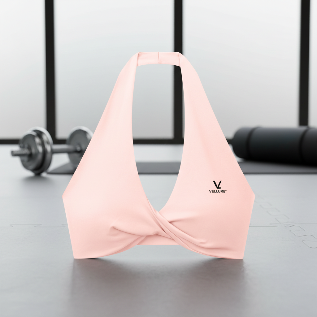 Women's Pleated Halter Sports Bra – 4 Colours