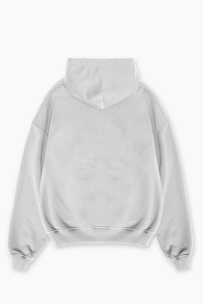 Grey 500GSM Dual-Zip Cotton Hoodie
