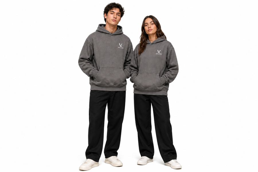 500gsm Charcoal Hoodie – End of Line on a plain white background