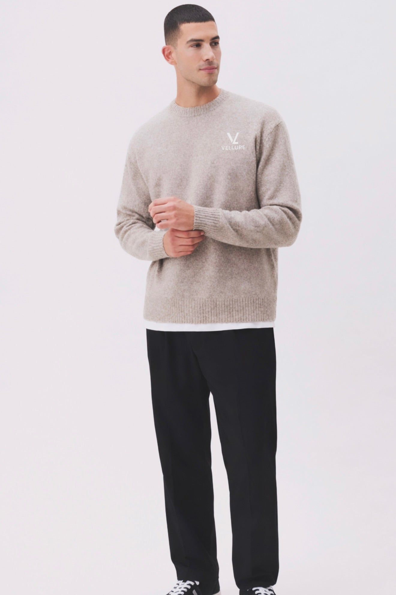 Relaxed Fit knitted Crew Neck Neutral Cream
