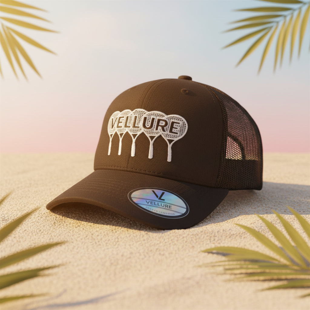 Black VELLURE Signature Tennis Trucker Cap