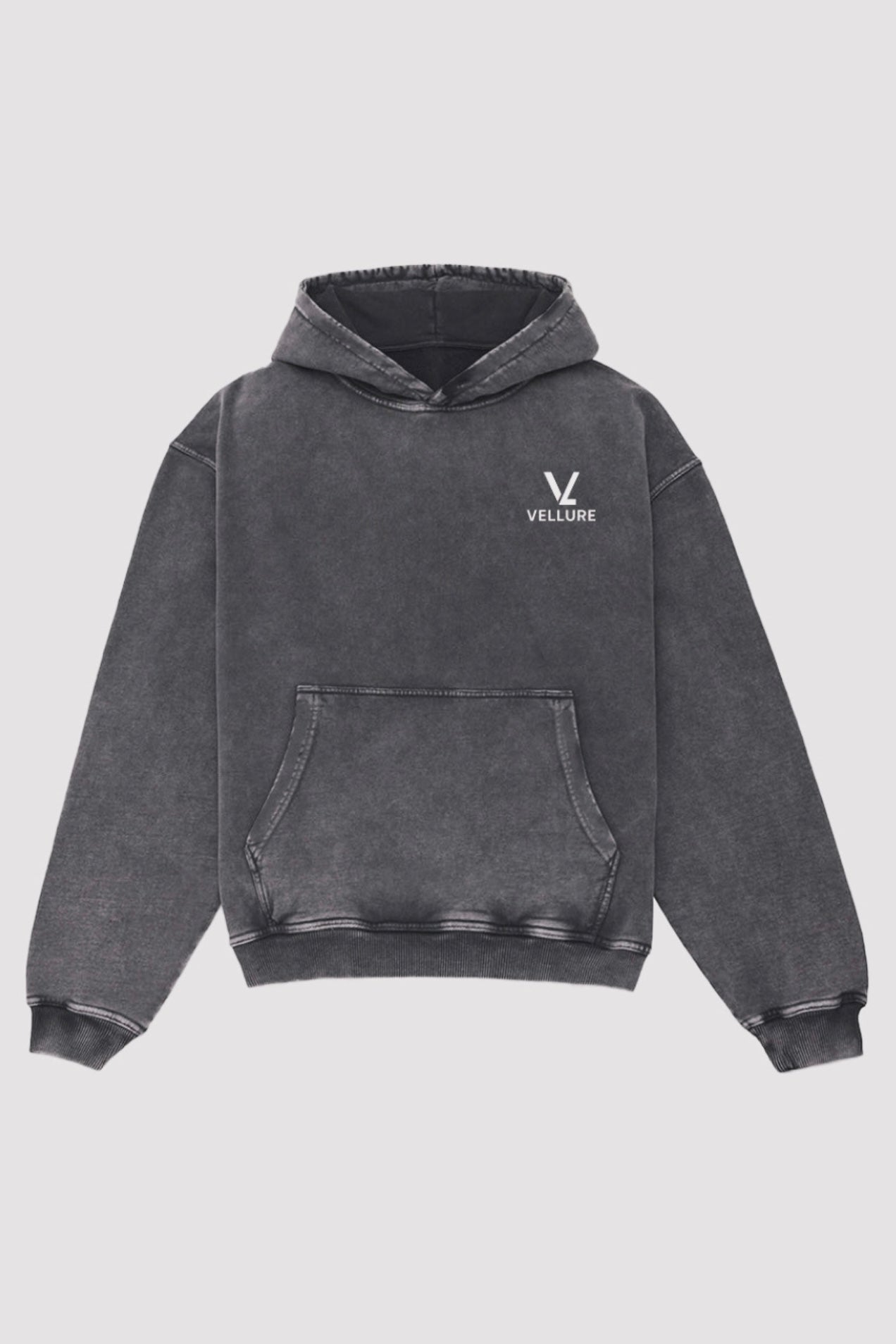 500gsm Signatire Hoodie  - Grey Acid Wash