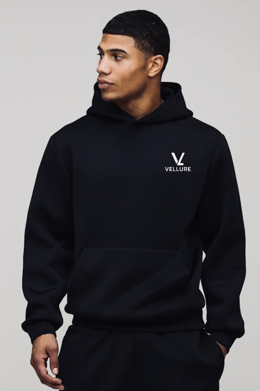 Black VELLURE Heavyweight Cotton Fleece Hoodie