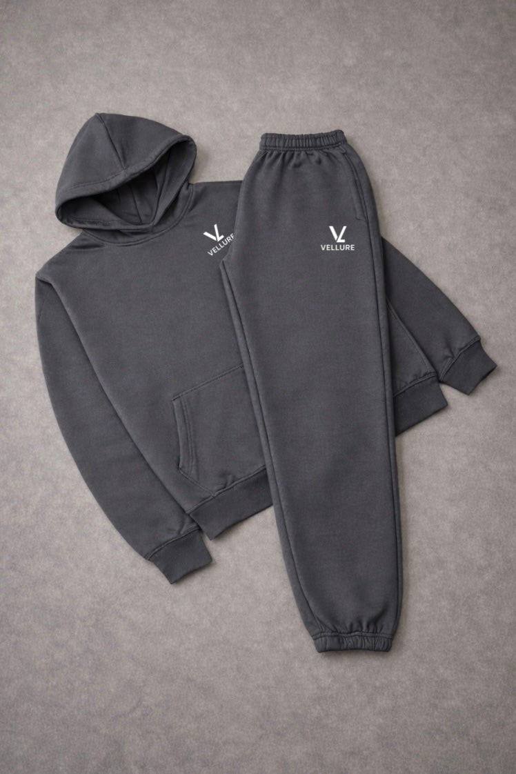 Charcoal knitted Hooded Tracksuit