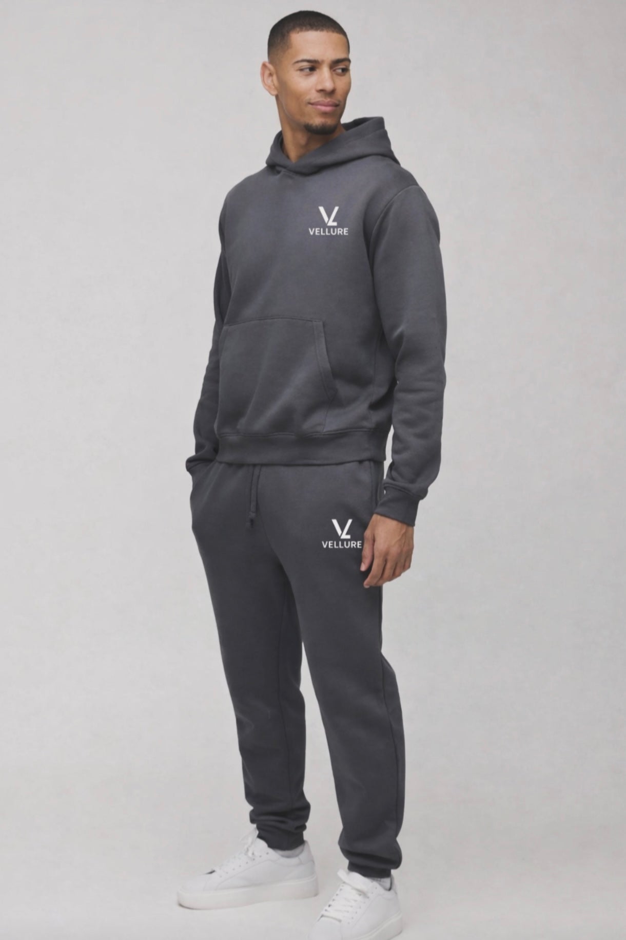 Charcoal knitted Hooded Tracksuit