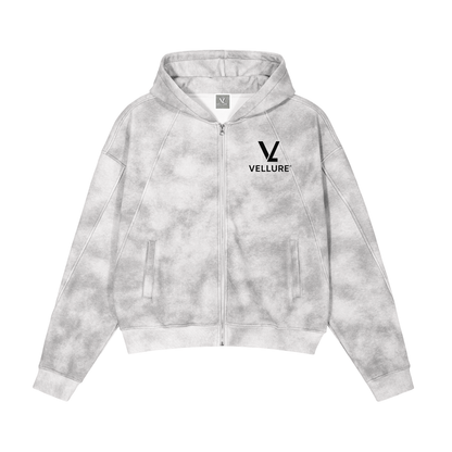 Dirty Washed Zip-Up Fleece Hoodie