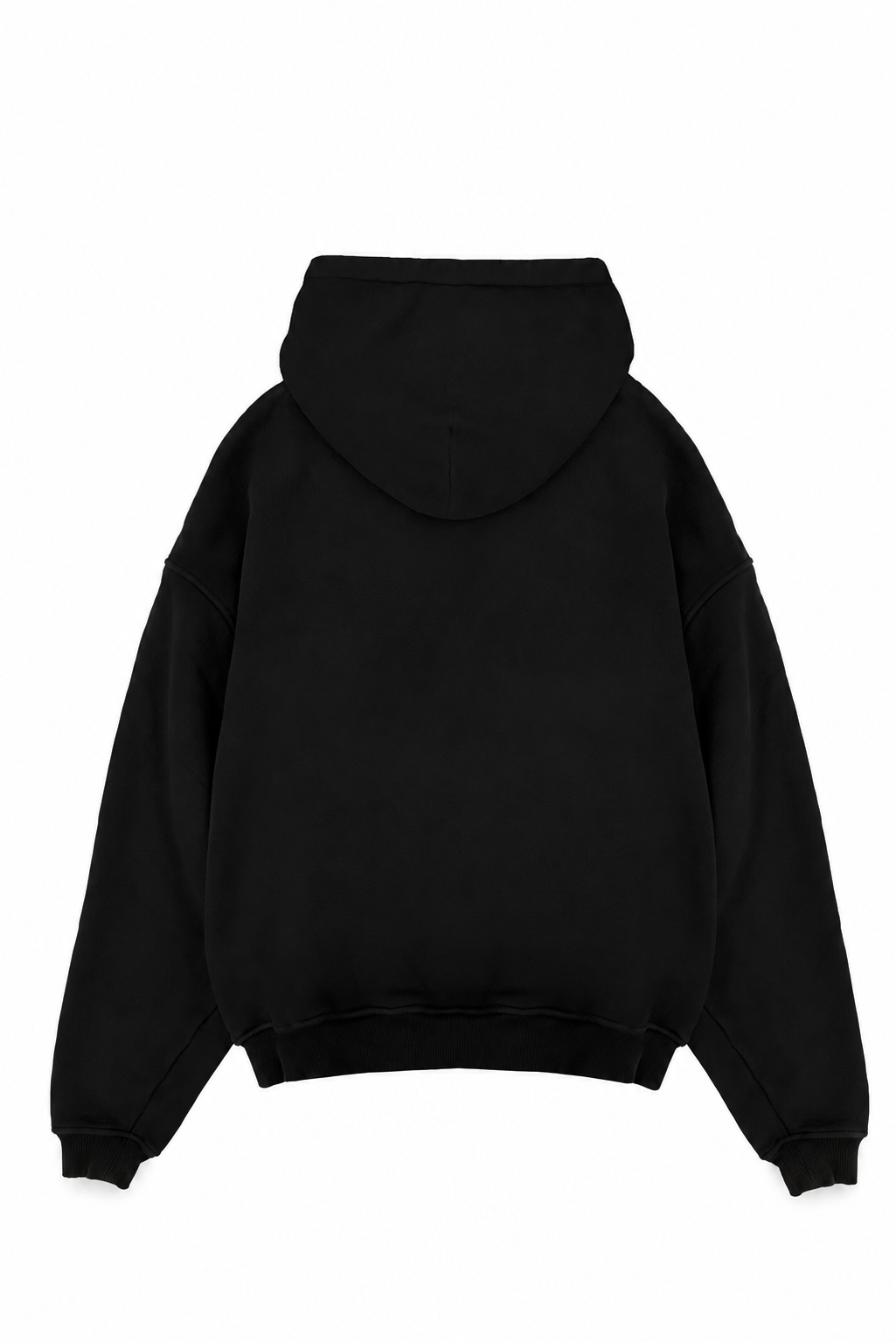 Black 500GSM Dual-Zip Cotton Hoodie