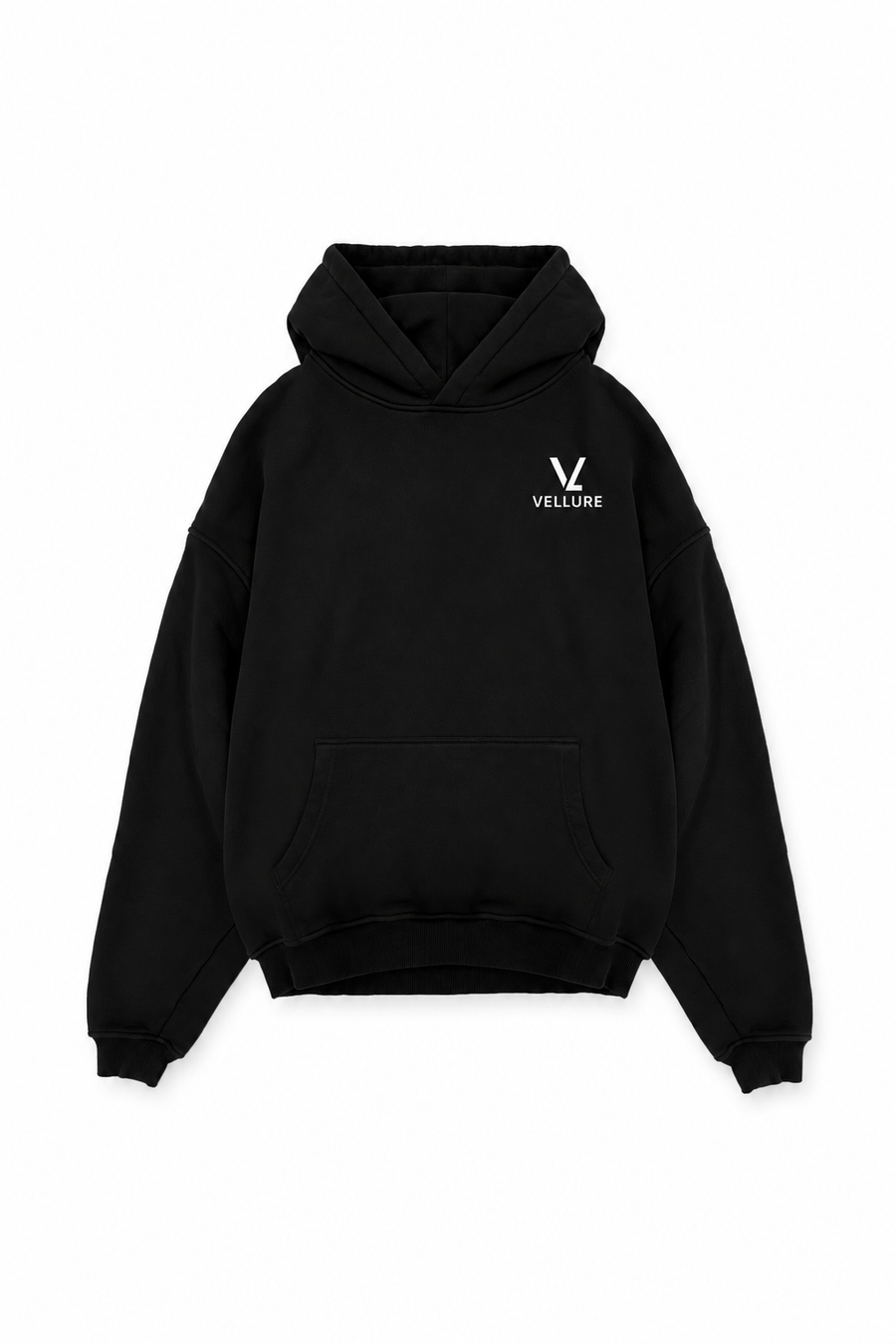 black 500gsm heavyweight cotton hoodie 01