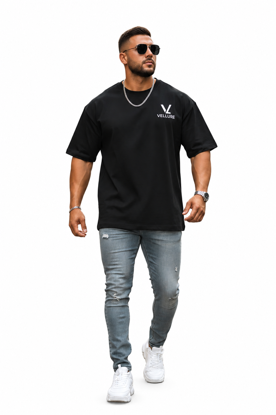 Black Unisex Essential Cooling Performance T-Shirt on a plain white background