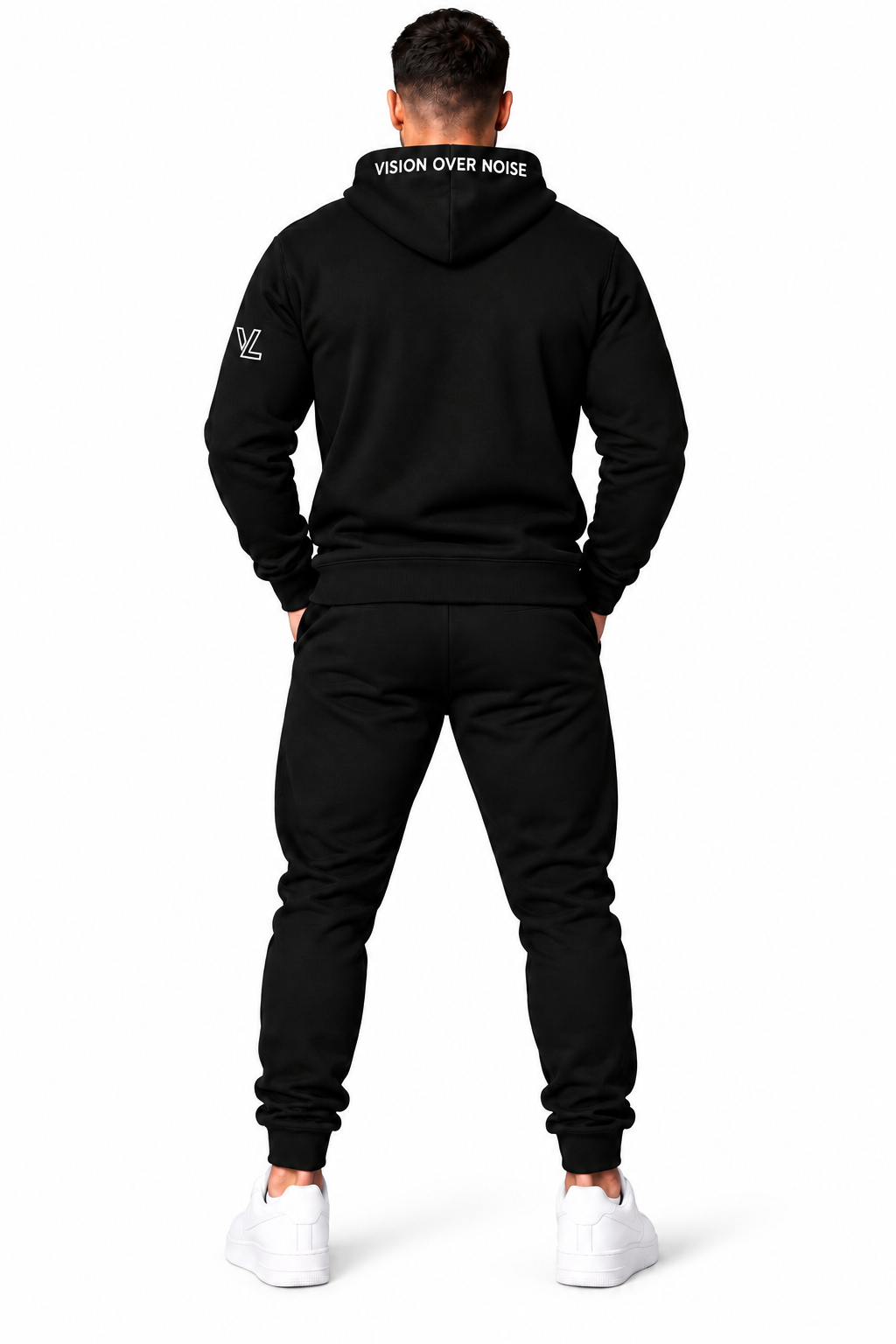 Black VELLURE Cotton Fleece Hooded Tracksuit V2