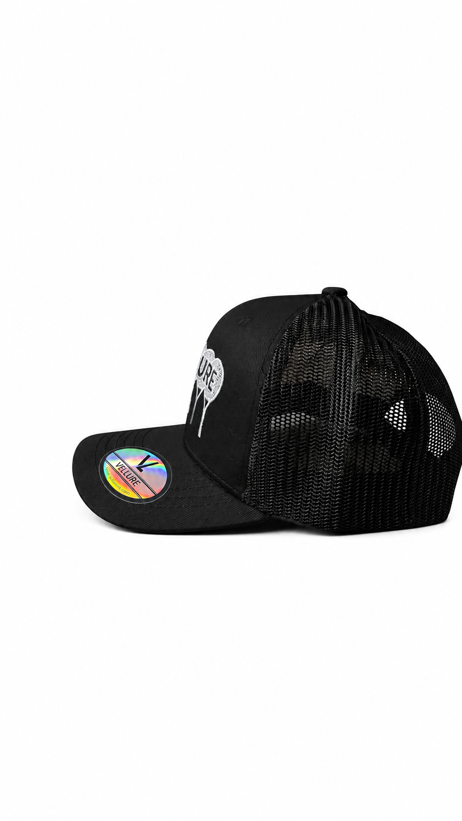 Black VELLURE Signature Tennis Trucker Cap