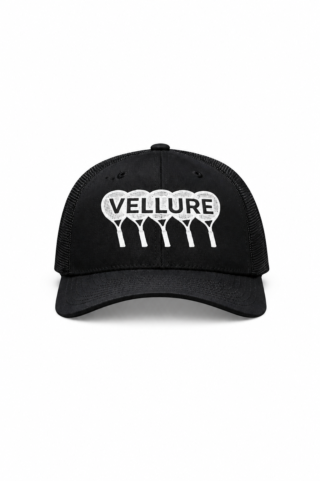 Black VELLURE Signature Tennis Trucker Cap