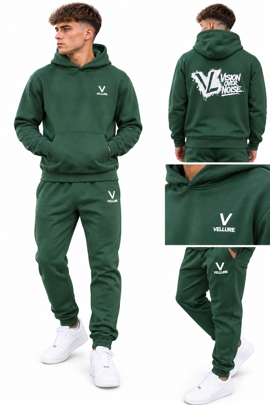 VELLURE British Racing Green Joggers on a plain white background