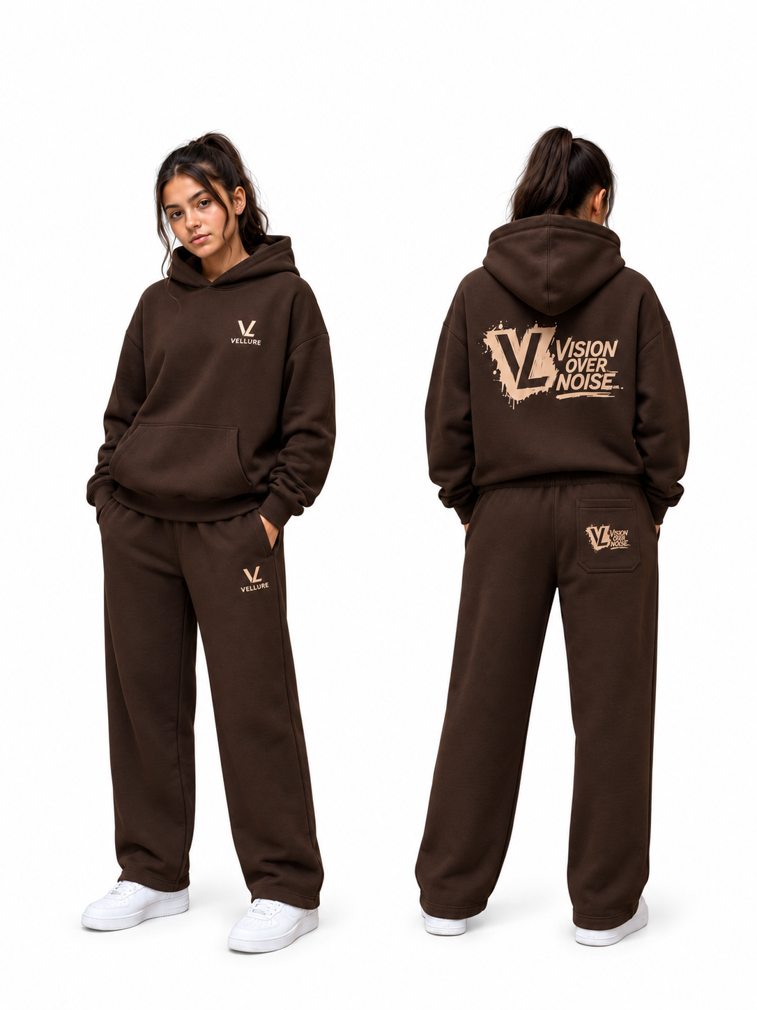Brown Vision Over Noise Hooded Tracksuit