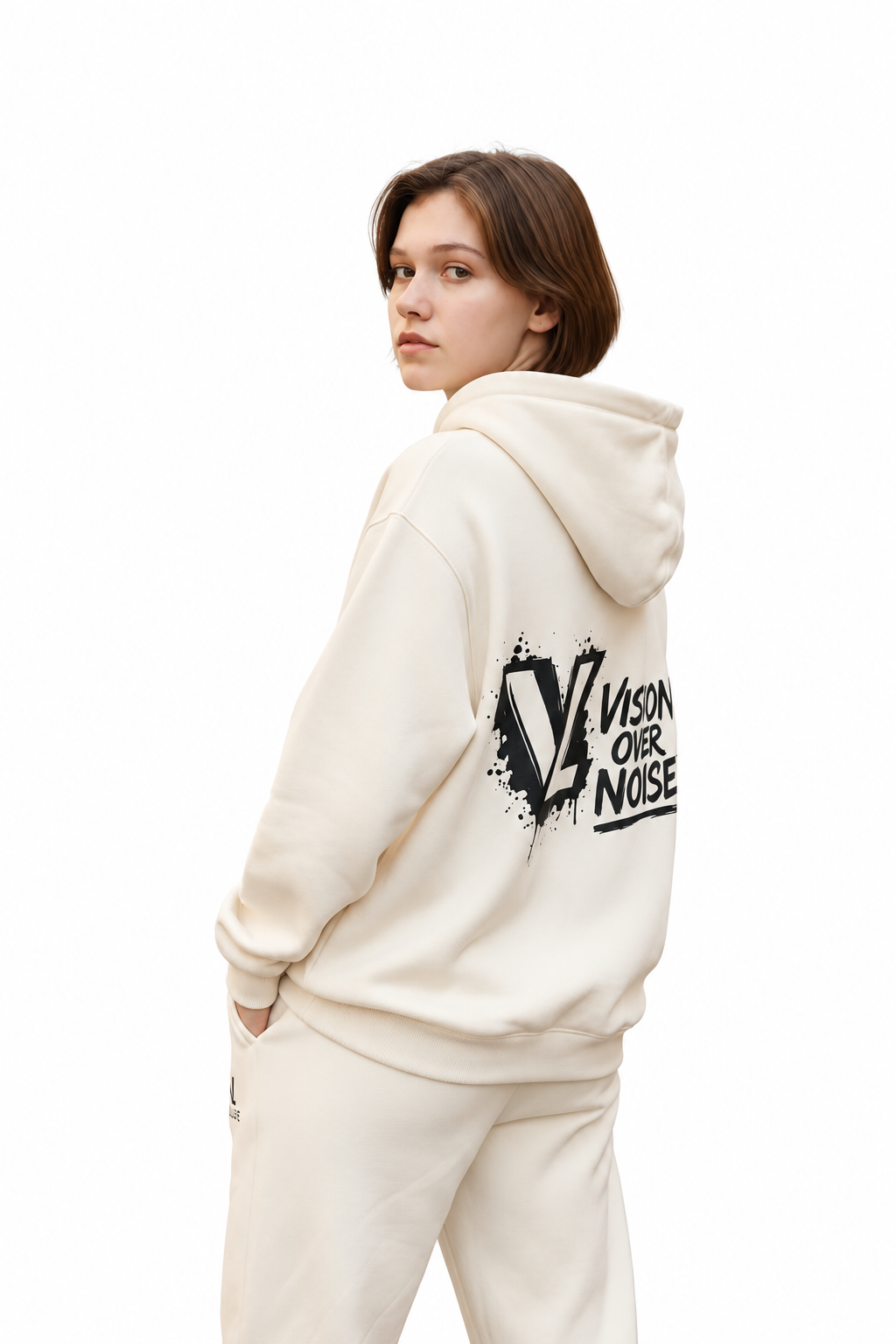 Cream Vision Over Noise Hoodie