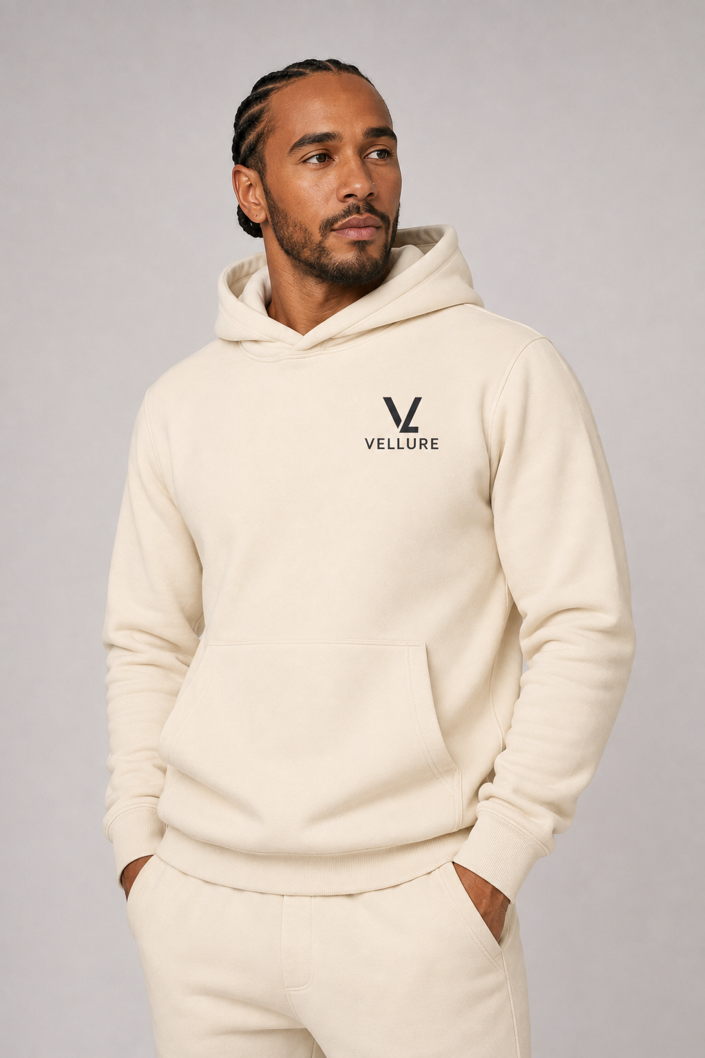 Cream Heavyweight Cotton Fleece Hoodie