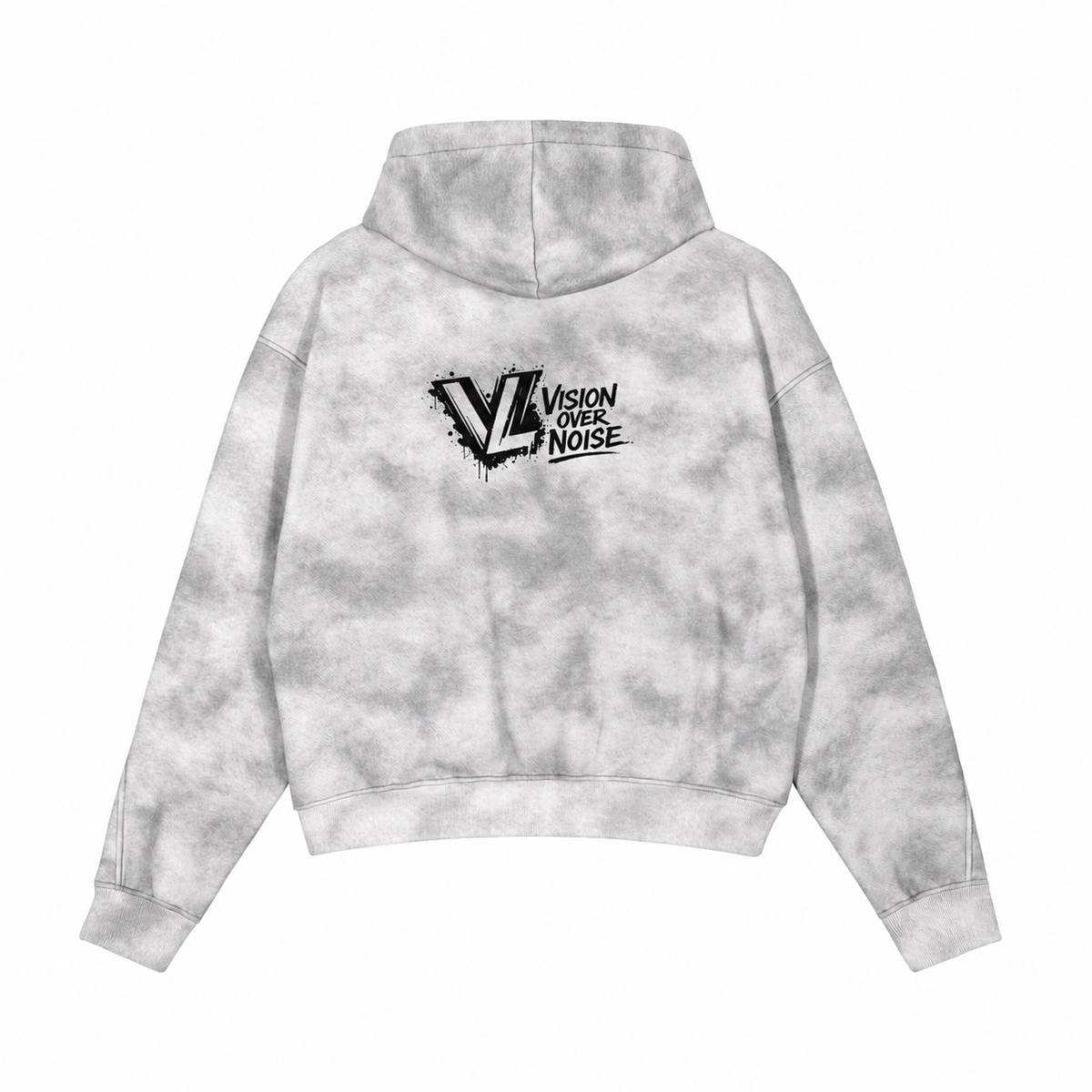 Flower Grey Dirty-Washed Zip-Up Fleece Hoodie