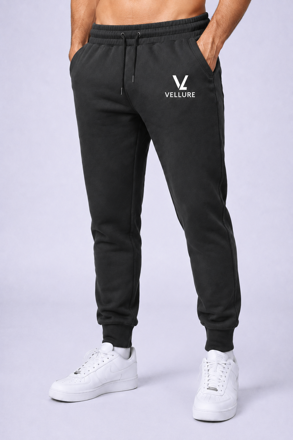 Charcoal VELLURE Cotton Fleece Joggers