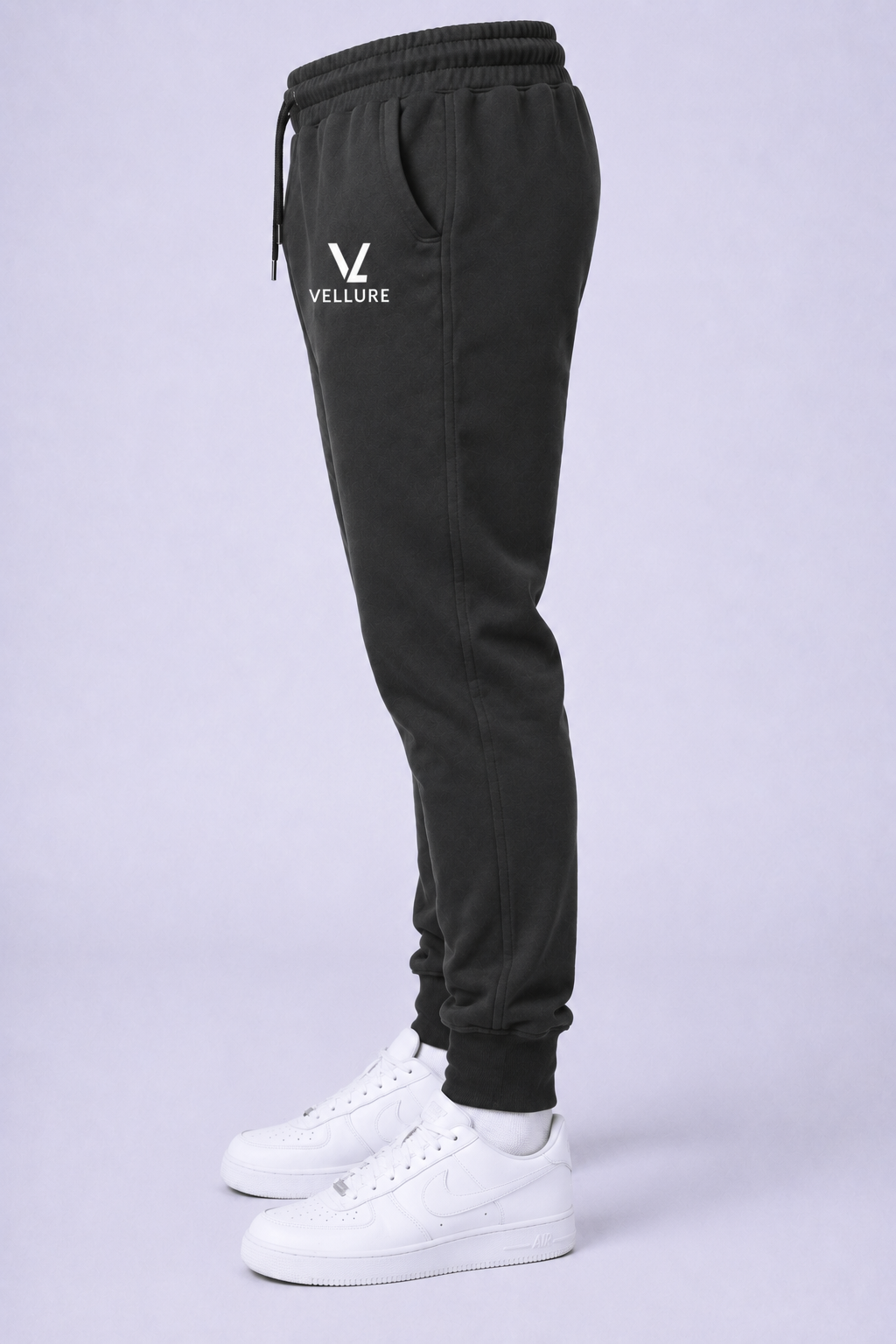 Charcoal VELLURE Cotton Fleece Joggers
