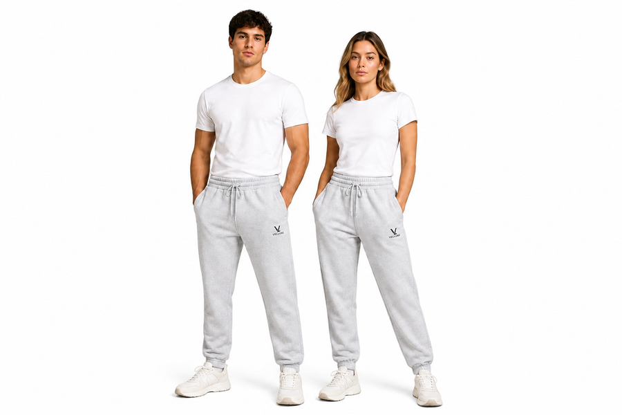 Heather Grey Joggers – End of Line on a plain white background