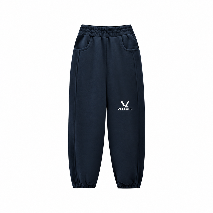 Navy Kids' Essential Fleece Joggers on a plain white background