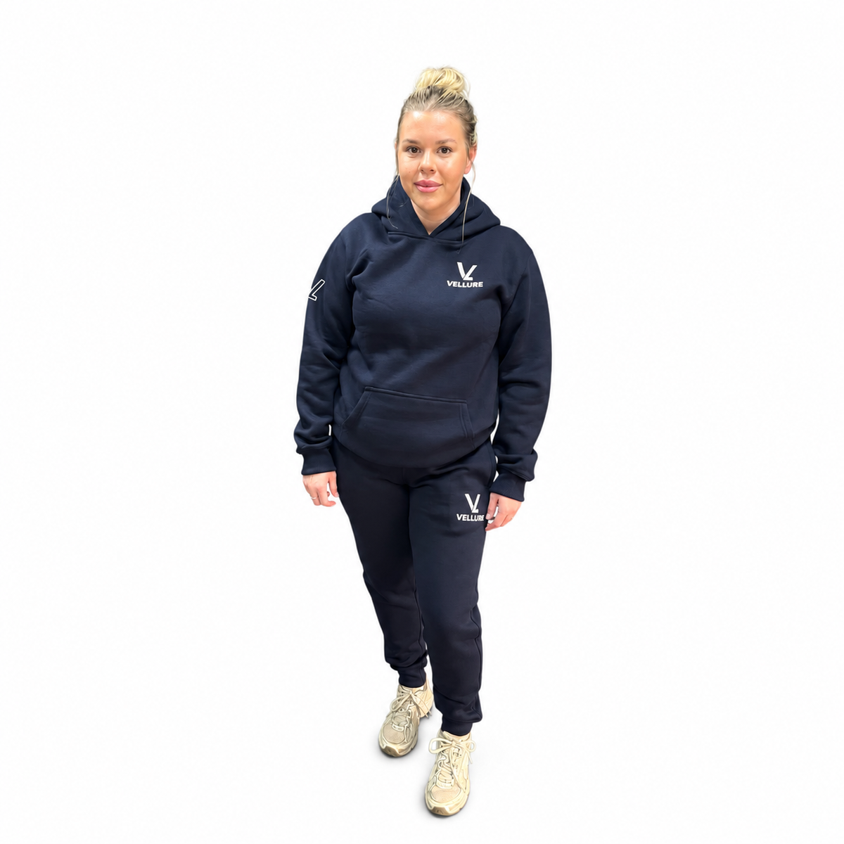 VELLURE Navy Cotton Fleece Hooded Tracksuit V2 – Hoodie and Jogger Set