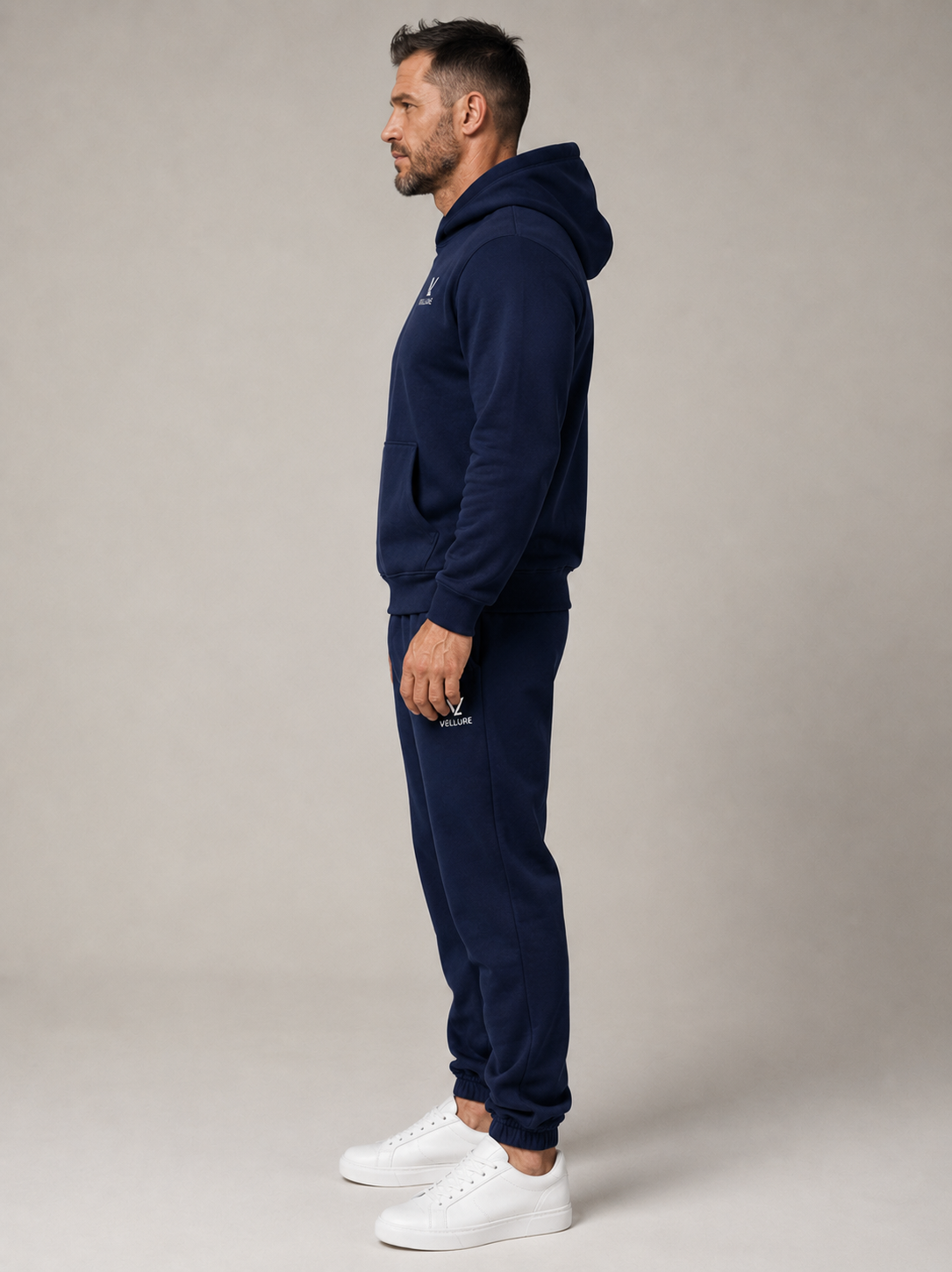 Navy VELLURE Knitted Hooded Tracksuit