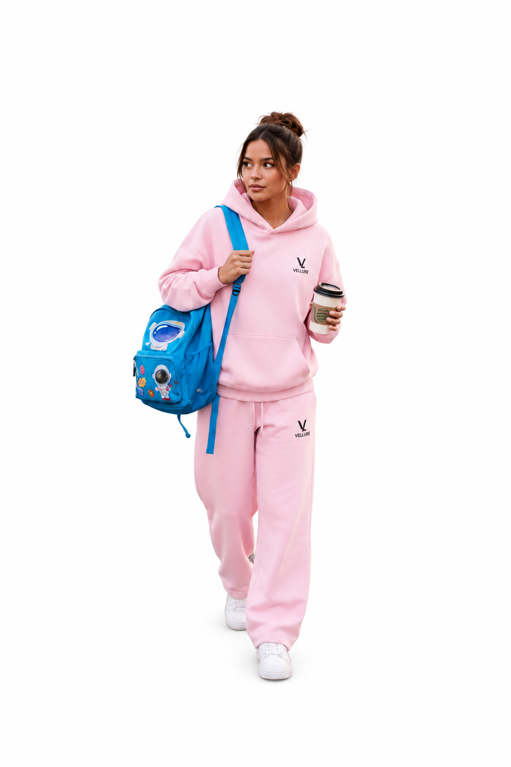 Pastel Pink Vision Over Noise Hooded Tracksuit