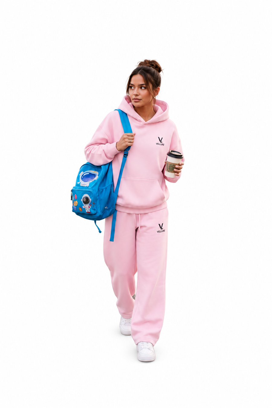 Pastel Pink Vision Over Noise Hoodie on a plain white background
