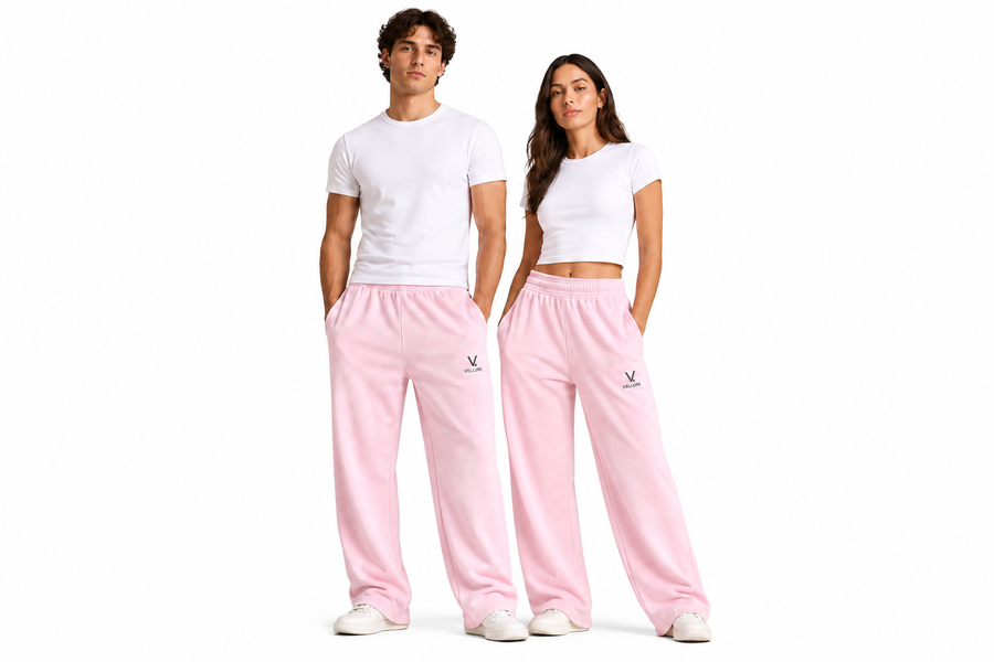 Pink Oversized Snow-Wash Pants – End of Line on a plain white background