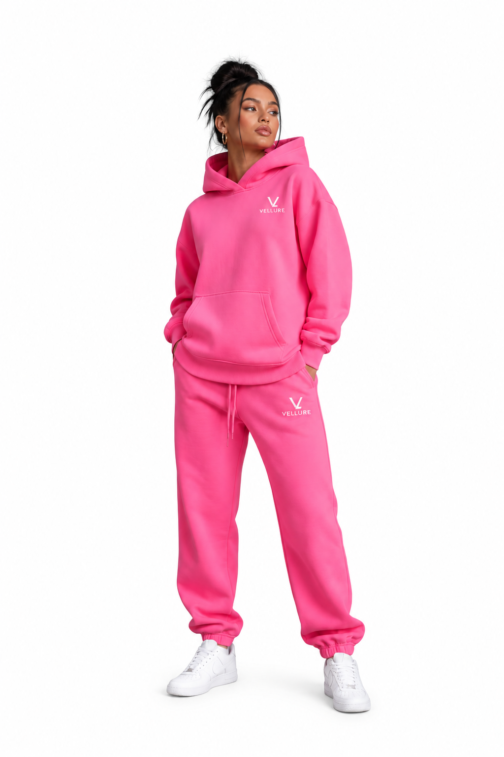 Pink VELLURE Cotton Fleece Tracksuit