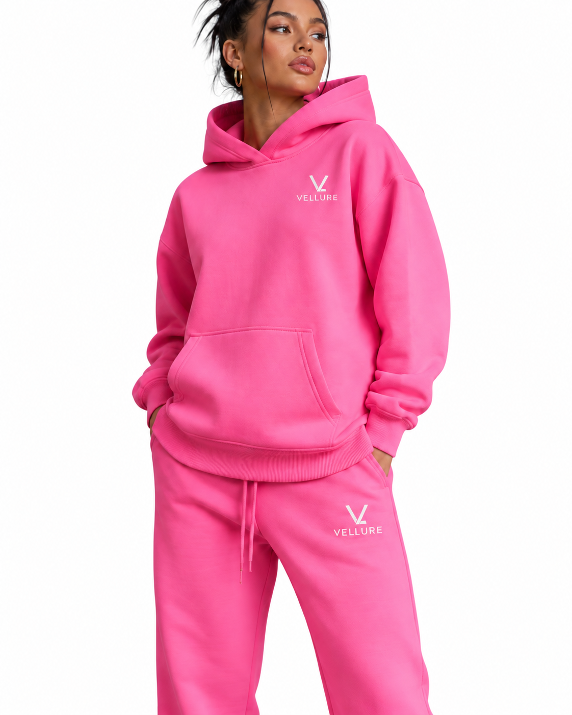 Pink VELLURE Cotton Fleece Tracksuit