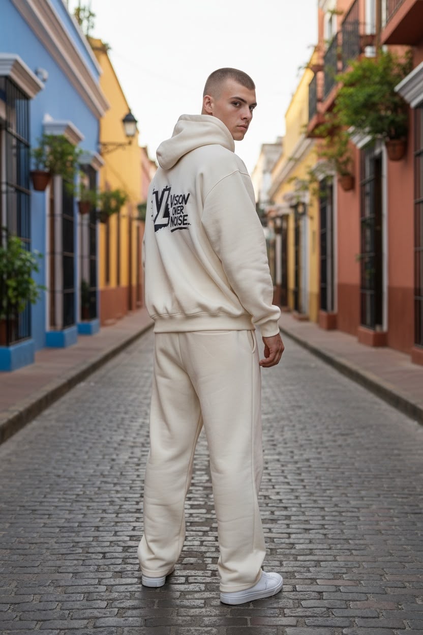 Cream Vision Over Noise Hooded Tracksuit