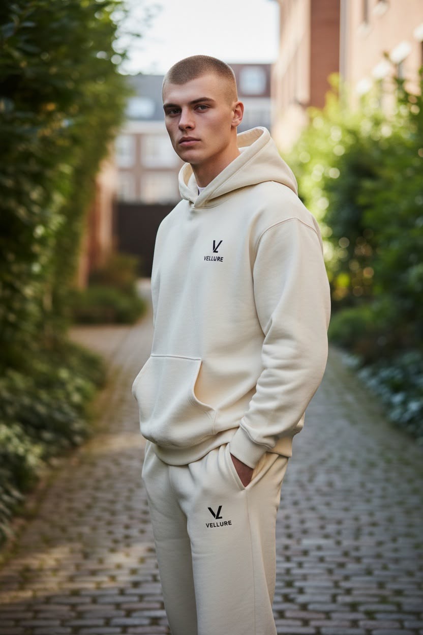 Cream Vision Over Noise Hooded Tracksuit