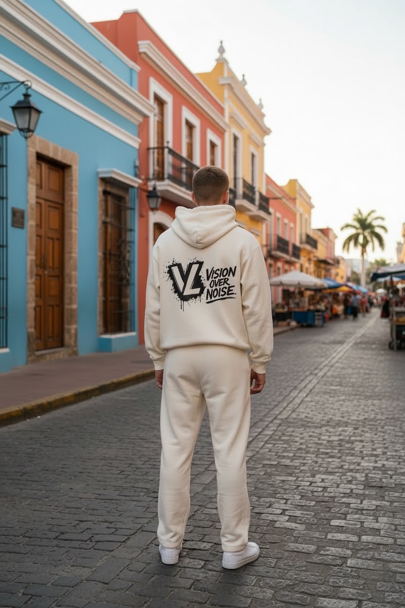 Cream Vision Over Noise Hooded Tracksuit