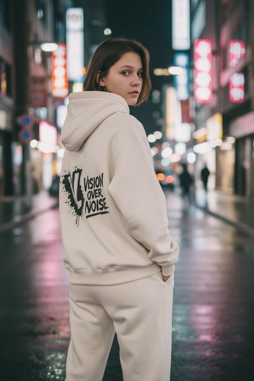 Cream Vision Over Noise Hooded Tracksuit