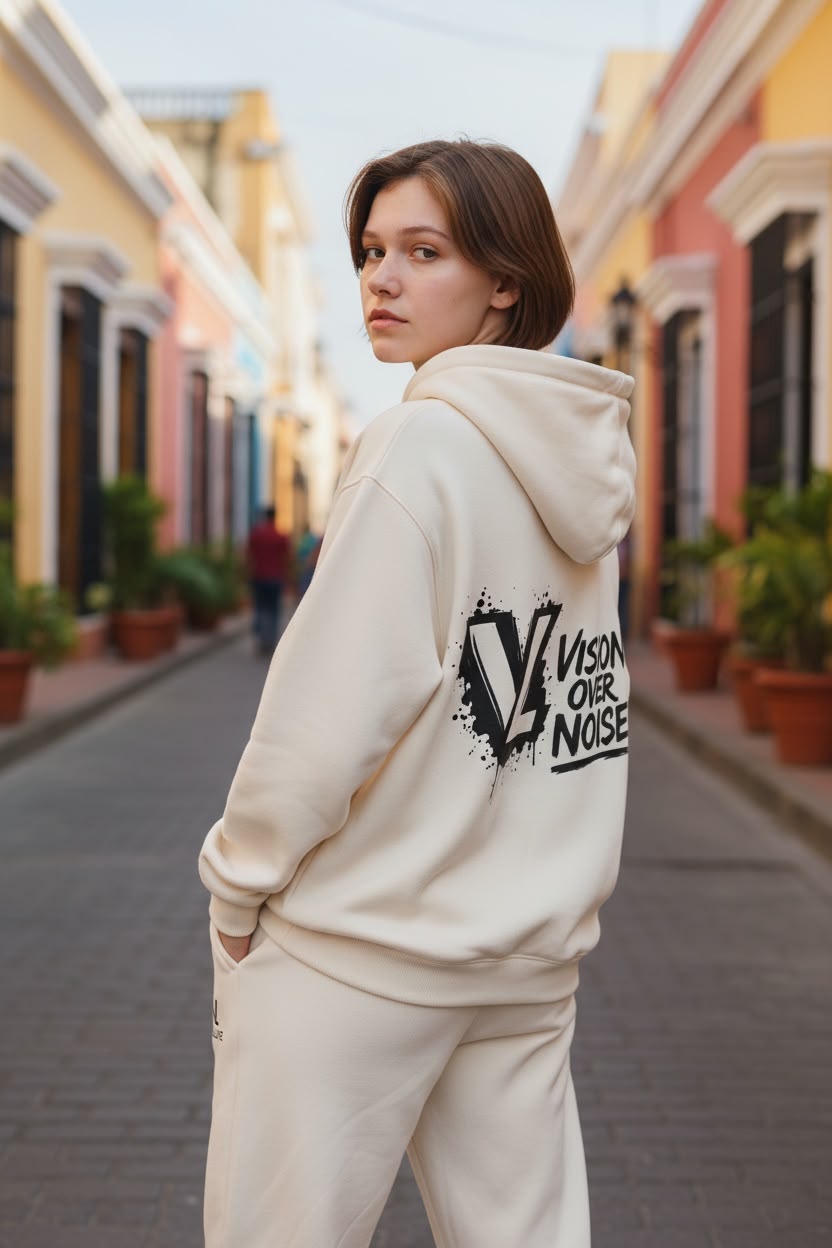 Cream Vision Over Noise Hooded Tracksuit