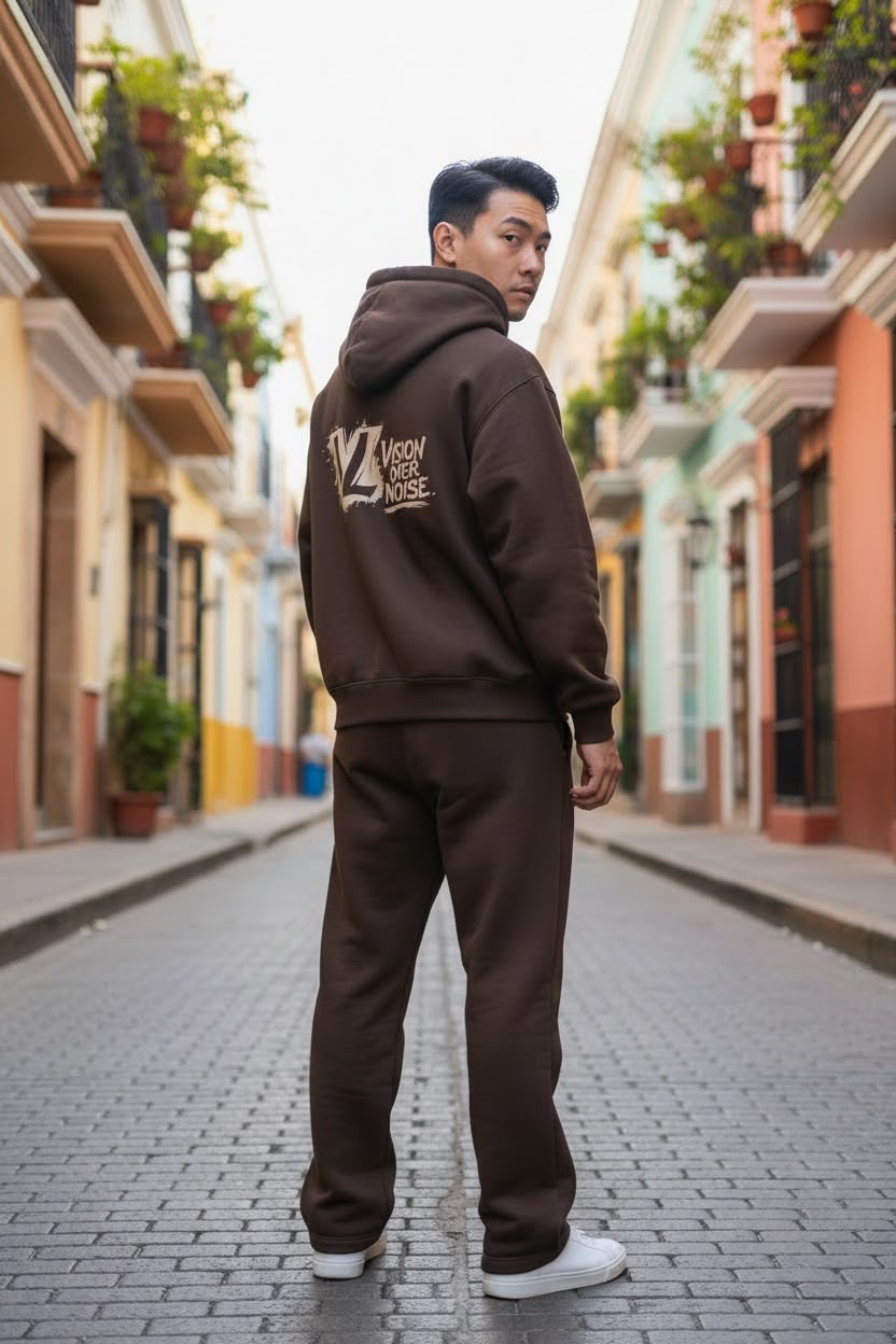 Brown Vision Over Noise Hooded Tracksuit