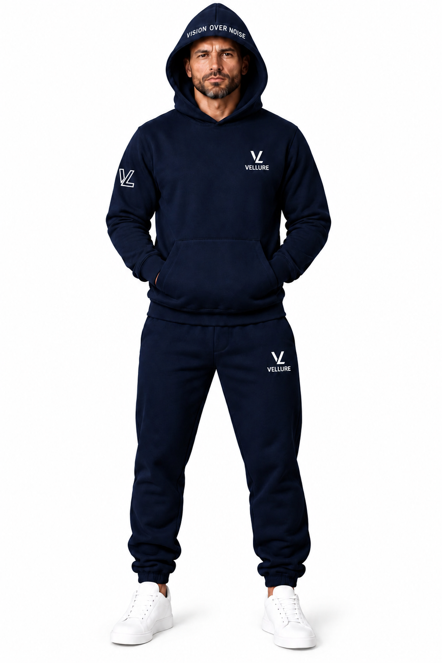 VELLURE Navy Blue V2 Joggers on a plain white background