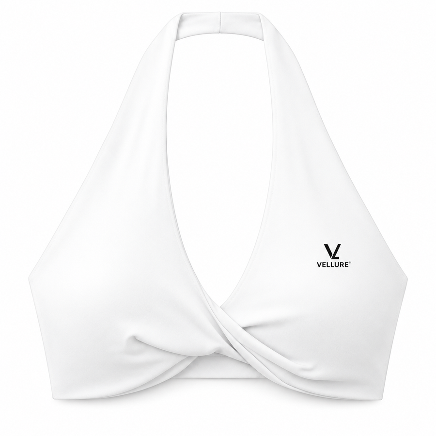 Women's Pleated Halter Sports Bra – 4 Colours on a plain white background